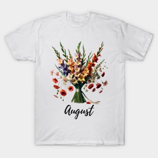 August Flower Shirt, August Birth Month, Vintage Watercolor Floral Tshirt, Mothers Day Gift, Boho Garden, Cottagecore TShirt, Van Gogh Tee T-Shirt